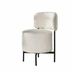 WoonStijl Eettafelstoel cocktail draaibaar Boucle wit