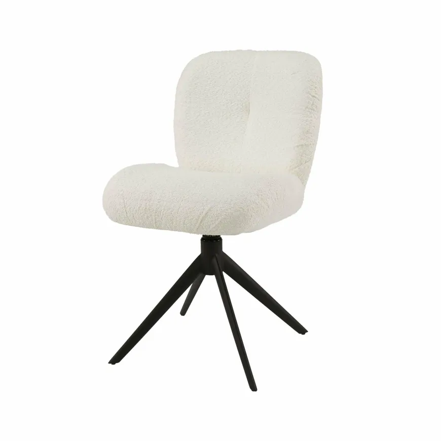 WoonStijl Eettafelstoel Comfort draaibaar Boucle Wit