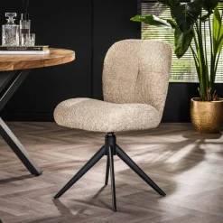 WoonStijl Eettafelstoel Comfort draaibaar Boucle Zand
