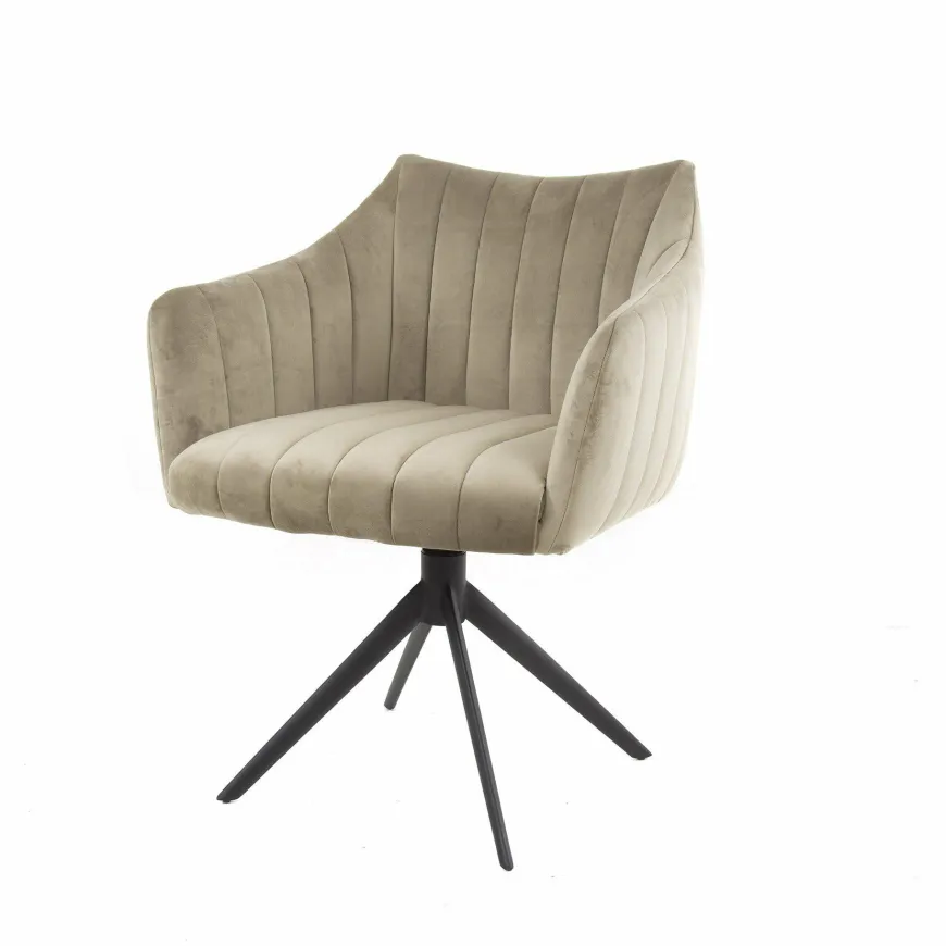 WoonStijl Eettafelstoel Cinema draaibaar champagne velvet