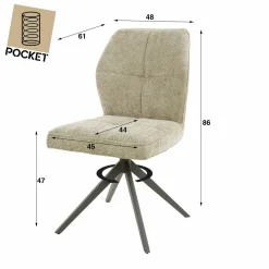WoonStijl Eettafelstoel hoge rug Spring Polo zandkleur showroommodellen