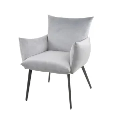 WoonStijl Eettafelstoel Lobby velvet zilverkleurig