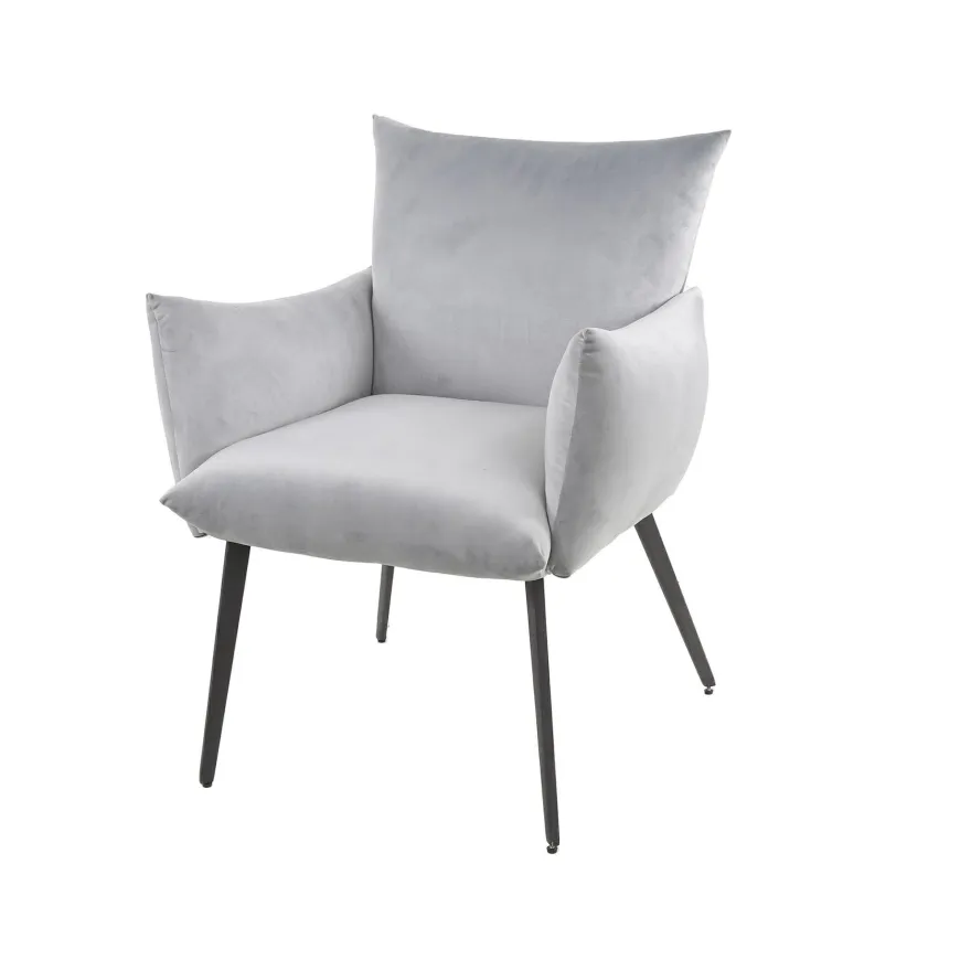 WoonStijl Eettafelstoel Lobby velvet zilverkleurig