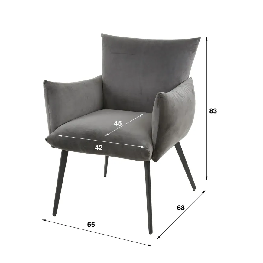 WoonStijl Eettafelstoel Lobby velvet zilverkleurig