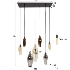 WoonStijl Hanglamp 4+3 cocoon mix glass