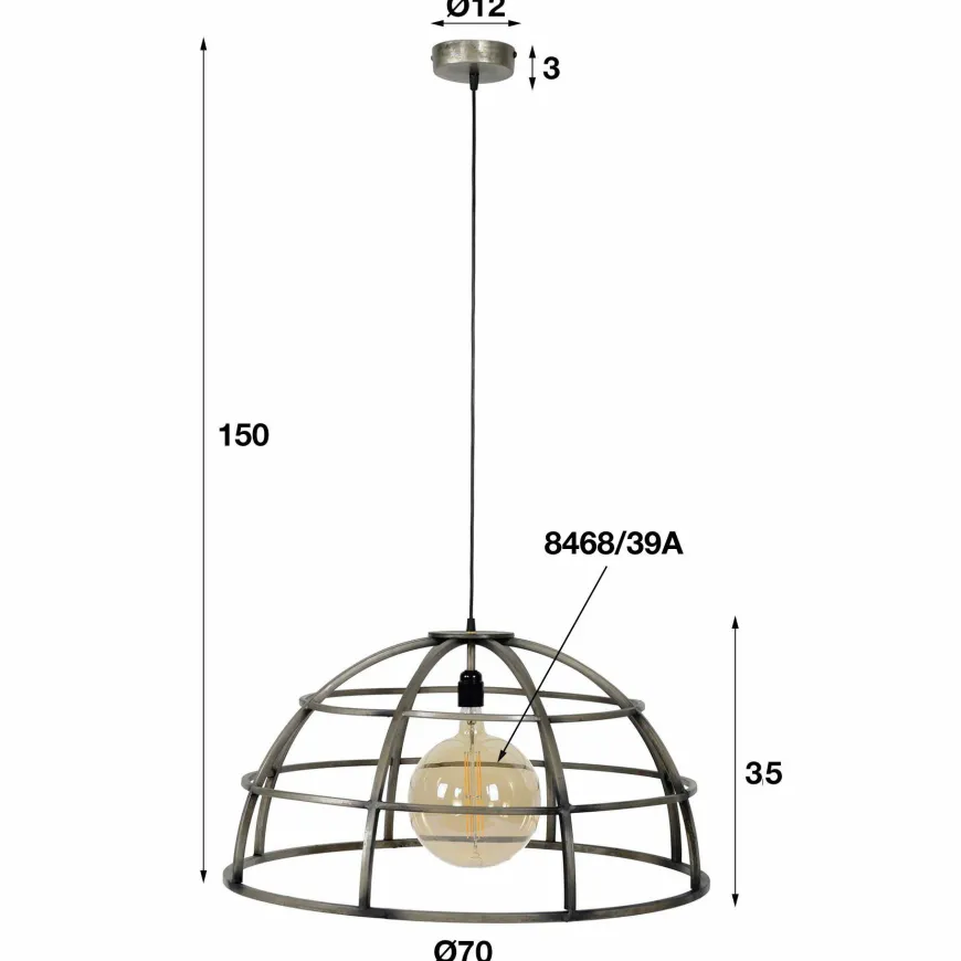 WoonStijl Hanglamp Ø70 dome / Oud zilver