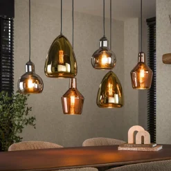 WoonStijl Hanglamp 3+3 mix glass tricolore