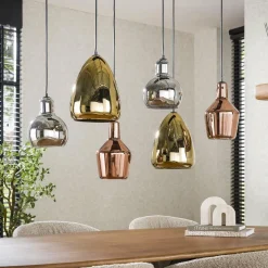 WoonStijl Hanglamp 3+3 mix glass tricolore