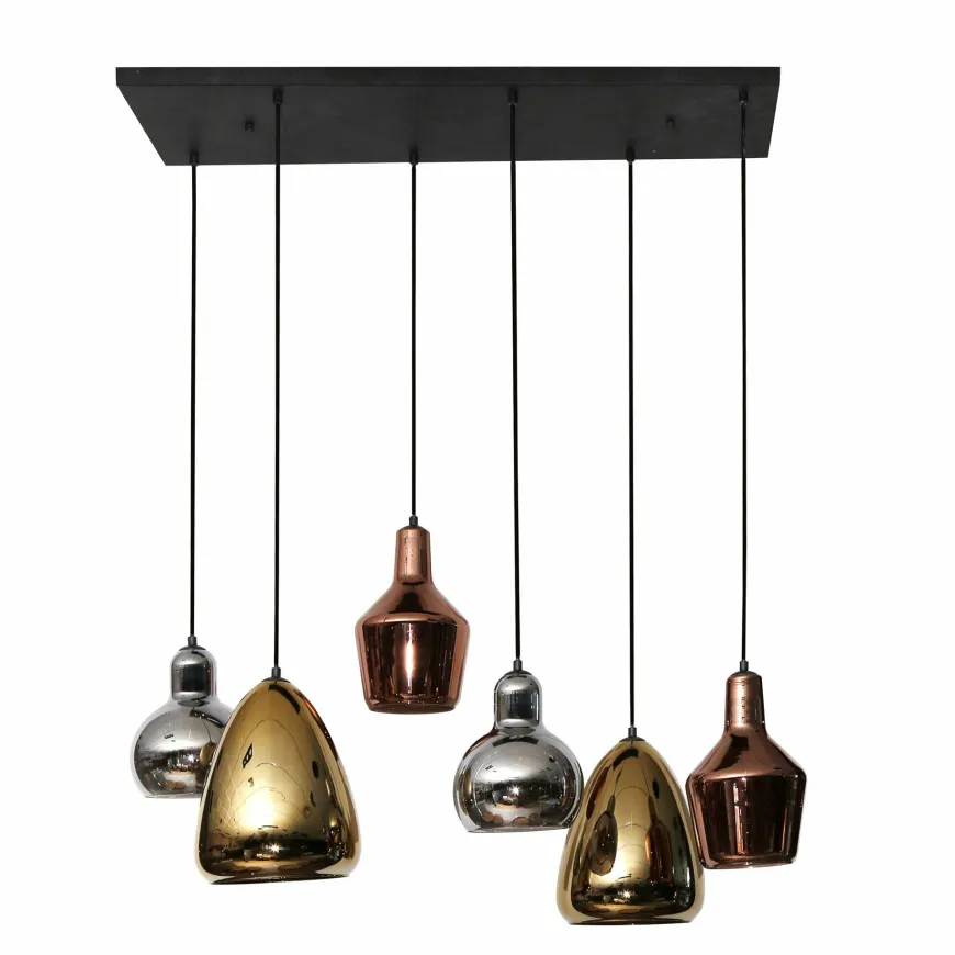 WoonStijl Hanglamp 3+3 mix glass tricolore