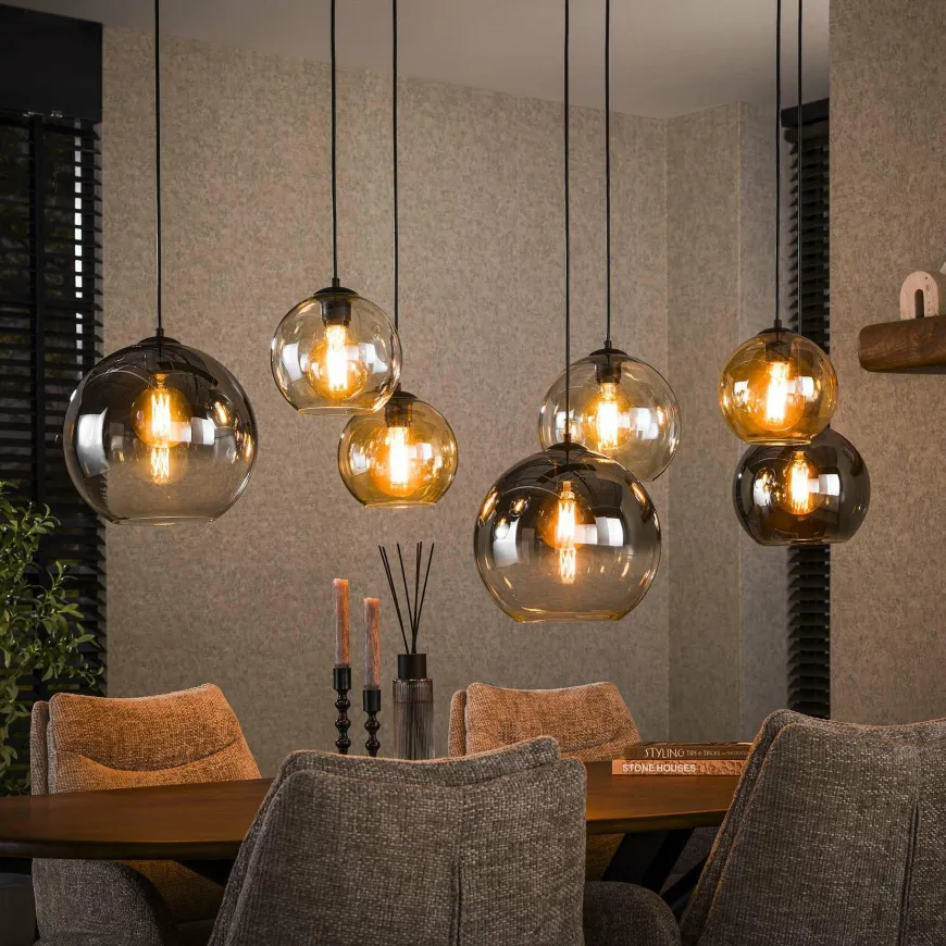WoonStijl Hanglamp 4+3 multi globe XL