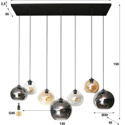 WoonStijl Hanglamp 4+3 multi globe XL