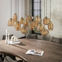 WoonStijl Hanglamp 5+5+5 rib glass