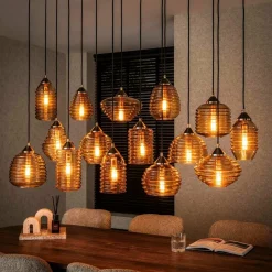 WoonStijl Hanglamp 5+5+5 rib glass