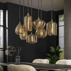 WoonStijl Hanglamp 4+3 stripe glass horizontal