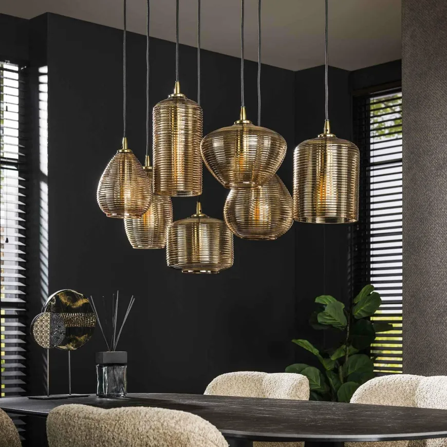 WoonStijl Hanglamp 4+3 stripe glass horizontal