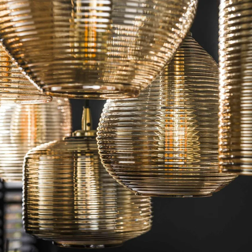 WoonStijl Hanglamp 4+3 stripe glass horizontal