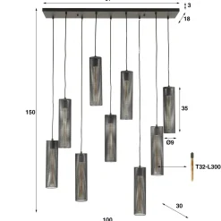 WoonStijl Hanglamp 5+4 tube mesh