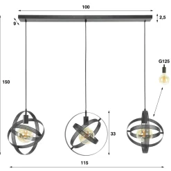 WoonStijl Hanglamp Cosmos Mesh met 3 lampen