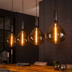 WoonStijl Hanglamp Drop smoke glass met 4 lampen