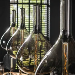 WoonStijl Hanglamp Drop smoke glass met 4 lampen