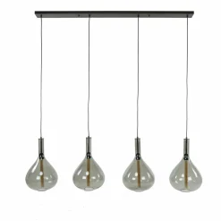 WoonStijl Hanglamp Drop smoke glass met 4 lampen