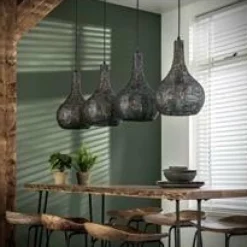 WoonStijl Hanglamp 4L armor kegel / Zwart bruin