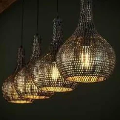 WoonStijl Hanglamp 4L armor kegel / Zwart bruin