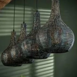WoonStijl Hanglamp 4L armor kegel / Zwart bruin