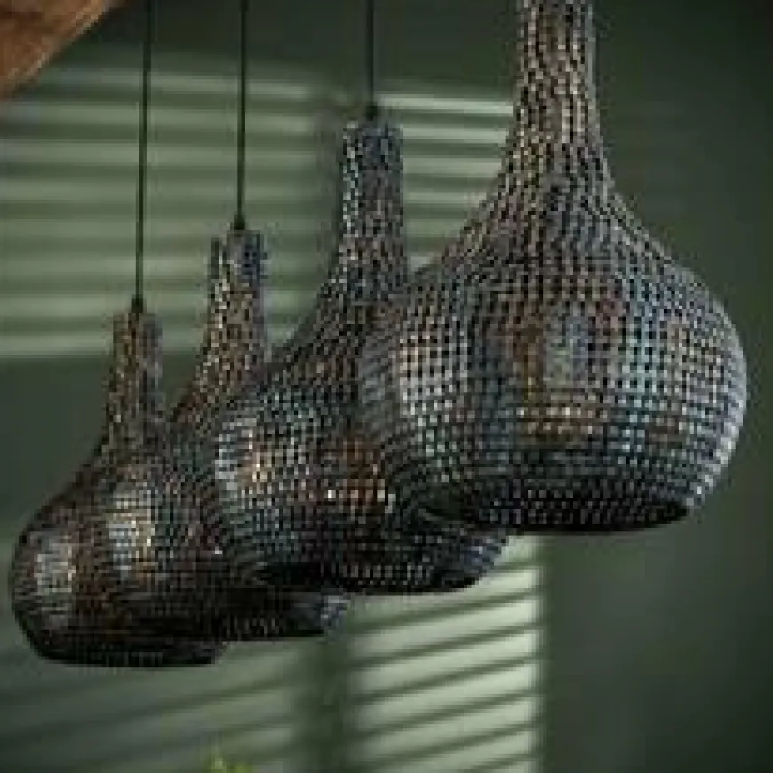 WoonStijl Hanglamp 4L armor kegel / Zwart bruin