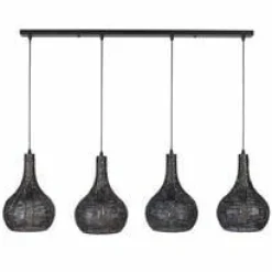 WoonStijl Hanglamp 4L armor kegel / Zwart bruin