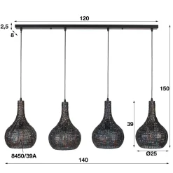WoonStijl Hanglamp 4L armor kegel / Zwart bruin