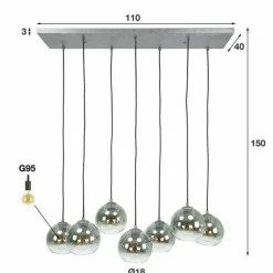 WoonStijl Hanglamp 4+3L bubble shaded