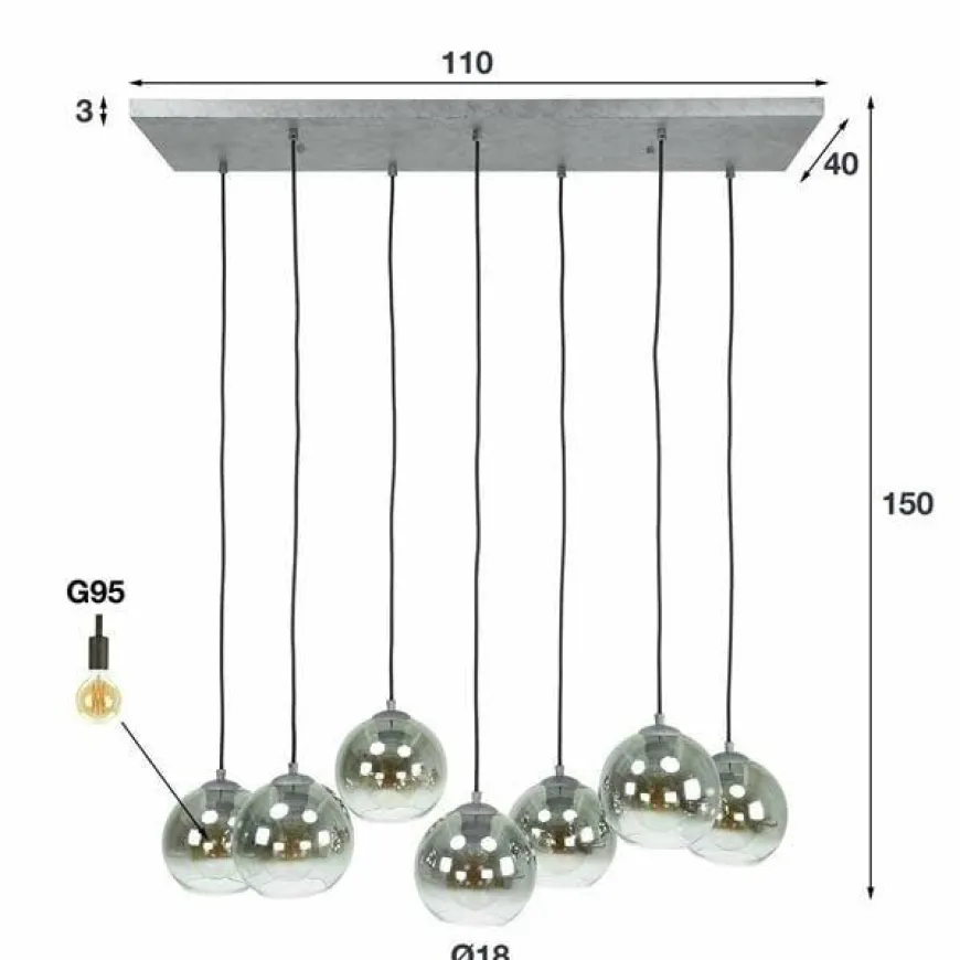 WoonStijl Hanglamp 4+3L bubble shaded