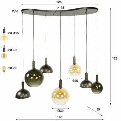 WoonStijl Hanglamp 4+3L Cluster