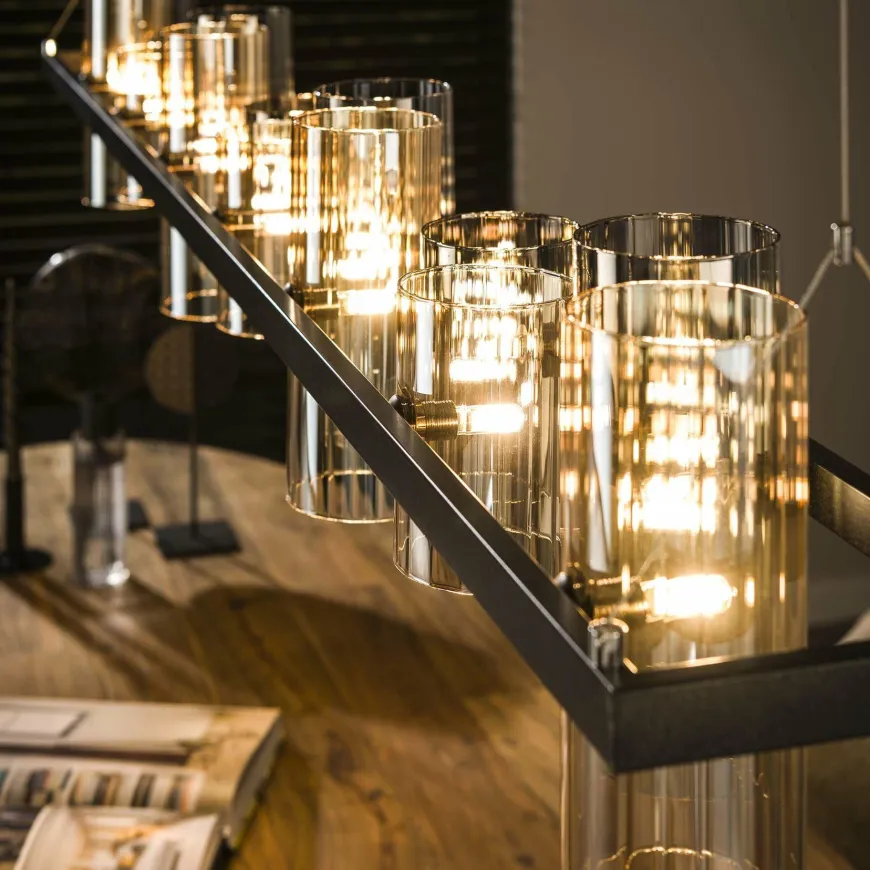 WoonStijl Hanglamp 14L cylinder mixed glass