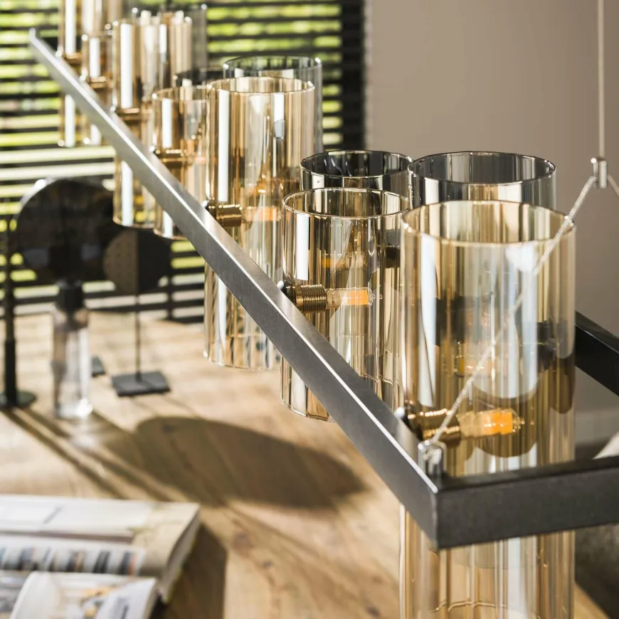 WoonStijl Hanglamp 14L cylinder mixed glass