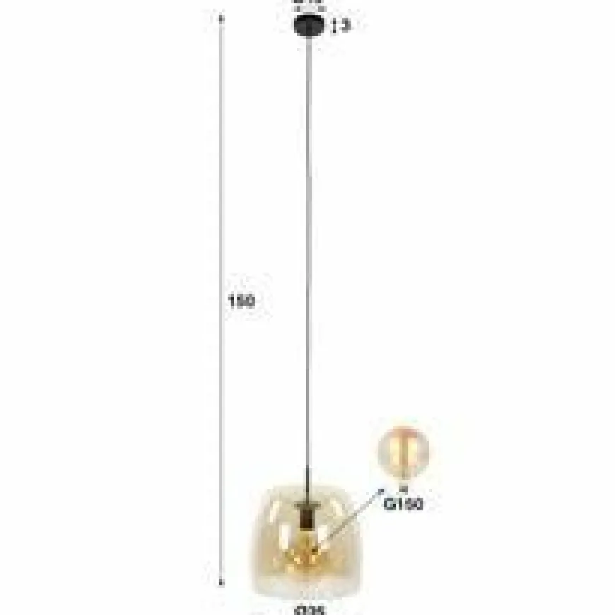 WoonStijl Hanglamp 1L drift glass Smoke grey