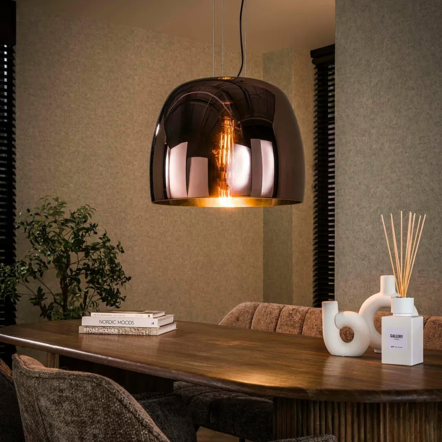 WoonStijl Hanglamp 1L drift XL glass Koper