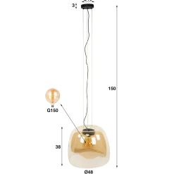 WoonStijl Hanglamp 1L drift XL glass Koper