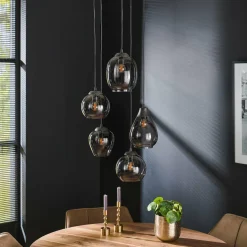 WoonStijl Hanglamp 5L getrapt mix chromed glas