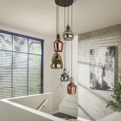 WoonStijl Hanglamp 5L getrapt mix glass tricolore