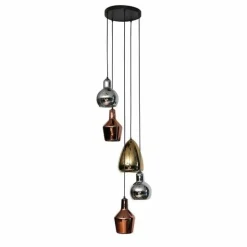 WoonStijl Hanglamp 5L getrapt mix glass tricolore