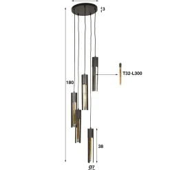 WoonStijl Hanglamp 5L getrapt tube