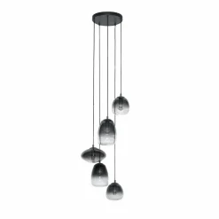 WoonStijl Hanglamp 5L getrapt mix glass shaded