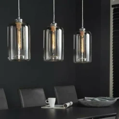 WoonStijl Hanglamp 3L Glass Metallic Grey