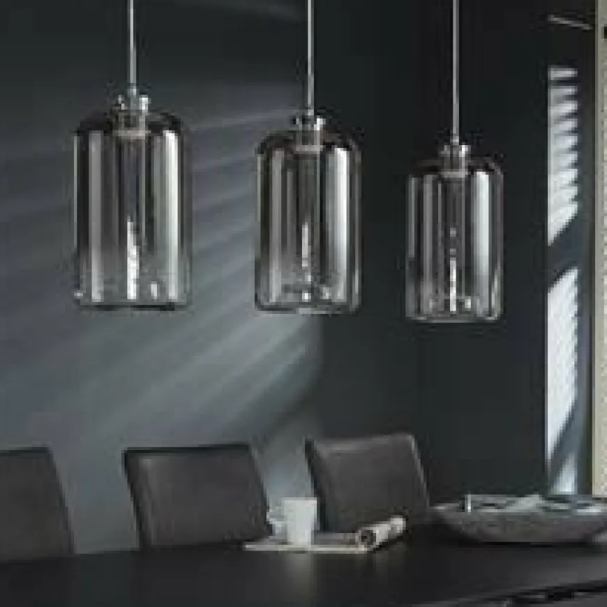 WoonStijl Hanglamp 3L Glass Metallic Grey