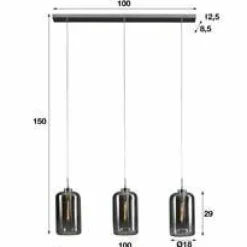 WoonStijl Hanglamp 3L Glass Metallic Grey