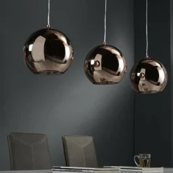 WoonStijl Hanglamp 3L Globe koper