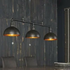 WoonStijl Hanglamp 3L Halfronde Kap-Industrial Tube