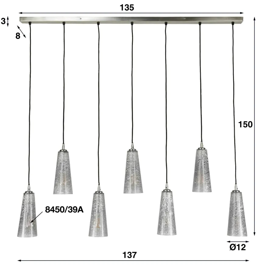 WoonStijl Hanglamp 7L kegel stone
